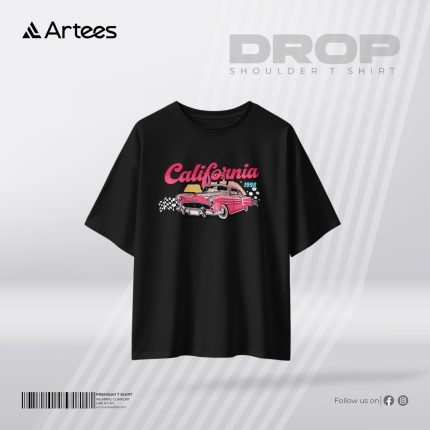 Womens Premium Printed Drop Shoulder T-shirt- California