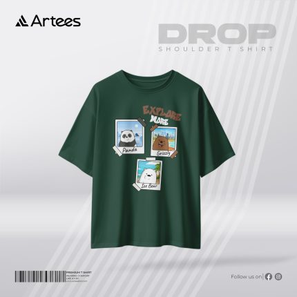 Womens Premium Printed Drop Shoulder T-shirt- Explore More