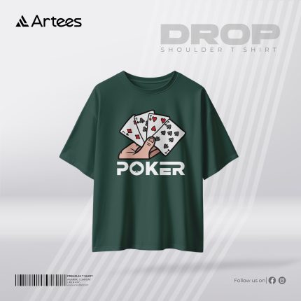 Mens Premium Printed Drop Shoulder T-shirt- Poker