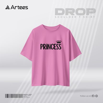 Womens Premium Printed Drop Shoulder T-shirt- Princess