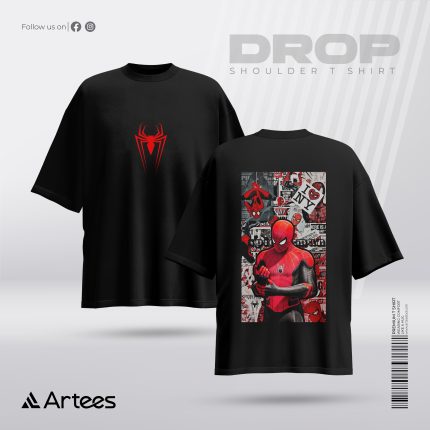 Premium Printed Drop Shoulder T-shirt- Spiderman