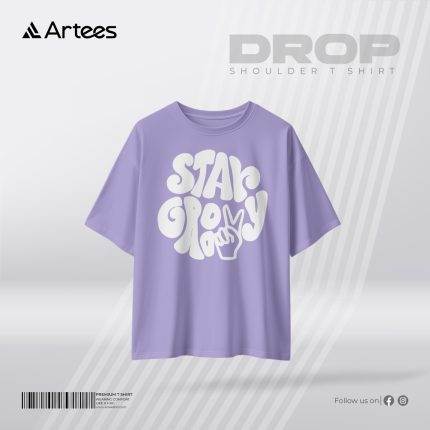 Womens Premium Printed Drop Shoulder T-shirt- Stay Groovy