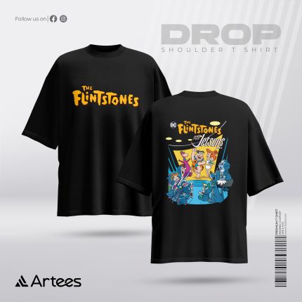 Premium Printed Drop Shoulder T-shirt- The Flintstones