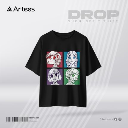 Womens Premium Printed Drop Shoulder T-shirt