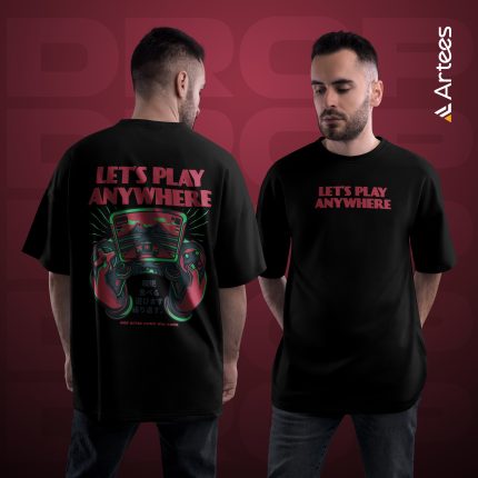 Premium Printed Drop Shoulder T-shirt- Lets Play Anywhere