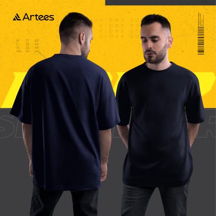 Premium Solid Drop Shoulder T-shirt- Navy Blue