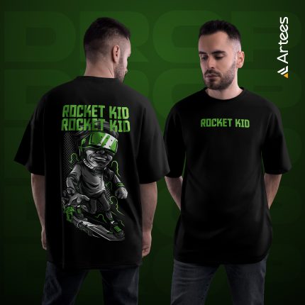 Premium Printed Drop Shoulder T-shirt- Rocket Kid