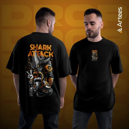 Premium Printed Drop Shoulder T-shirt- SharK Attack