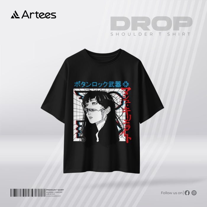 Womens Premium Printed Drop Shoulder T-shirt - Image 1
