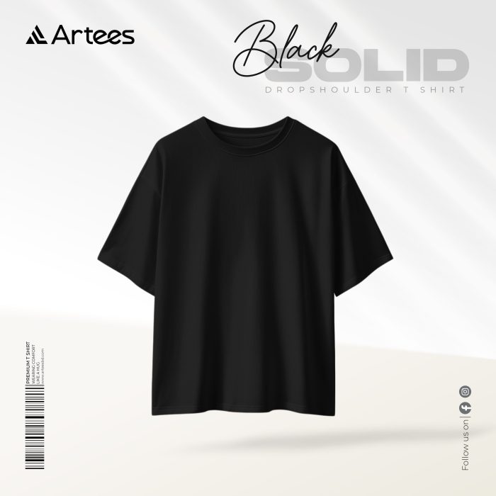 Premium Solid Drop Shoulder T-shirt-Black - Image 1