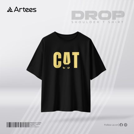 Premium Printed Drop Shoulder T-shirt- Cat