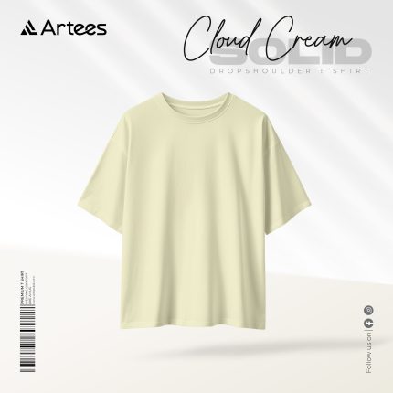 Premium Solid Drop Shoulder T-shirt- Cloud Cream