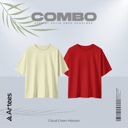 2 Pcs Premium Solid Drop Shoulder T-shirt- Combo 22