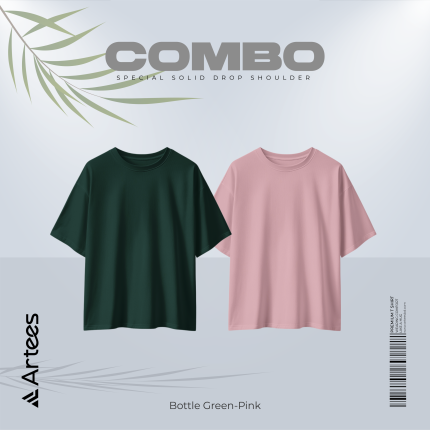 2 Pcs Premium Solid Drop Shoulder T-shirt- Combo 21