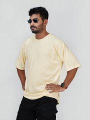 Premium Solid Drop Shoulder T-shirt- Cloud Cream - Image 3