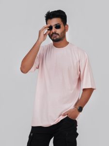 Premium Solid Drop Shoulder T-shirt- Pink