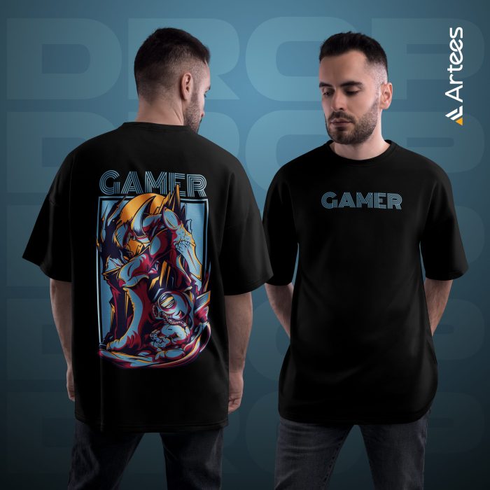 Premium Printed Drop Shoulder T-shirt- Gamer - Image 1