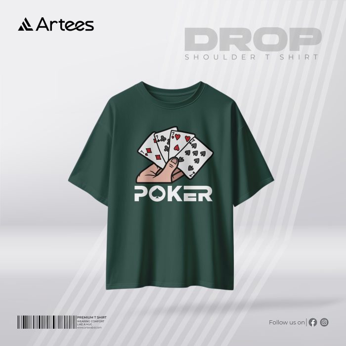 Mens Premium Printed Drop Shoulder T-shirt- Poker - Image 1