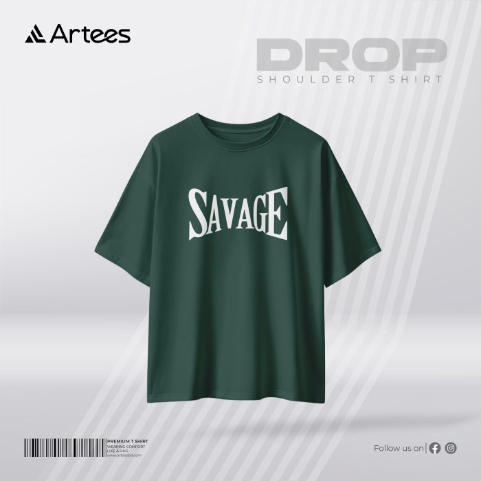 Mens Premium Printed Drop Shoulder T-shirt- Savage - Image 1