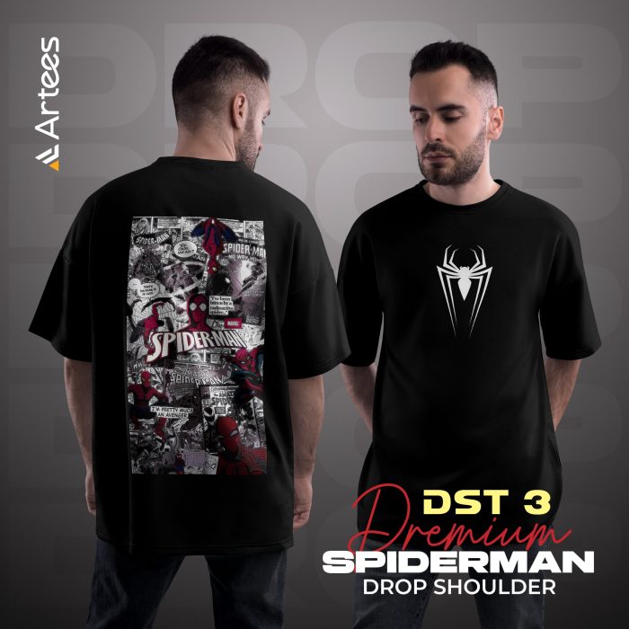 Premium Printed Drop Shoulder T-shirt- Spiderman DST 3 - Image 1