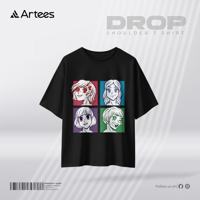 Womens Premium Printed Drop Shoulder T-shirt - Image 1