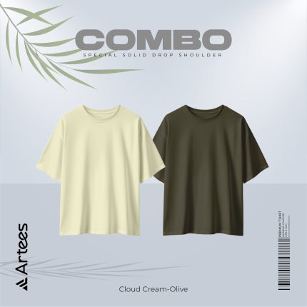 2 Pcs Premium Solid Drop Shoulder T-shirt- Combo 23