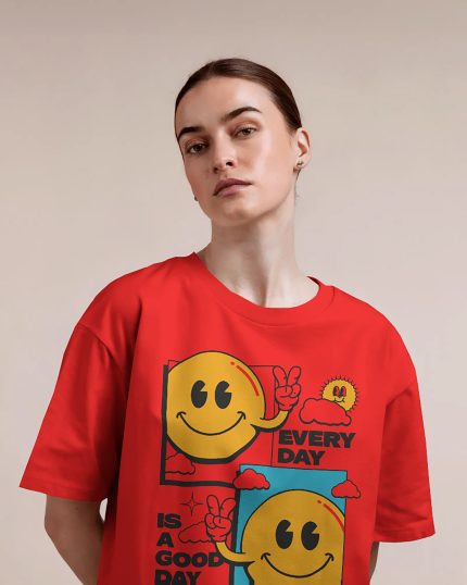 Womens Premium Printed Drop Shoulder T-shirt