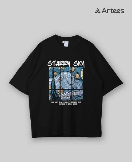 Premium Printed Drop Shoulder T-shirt- Starry Sky