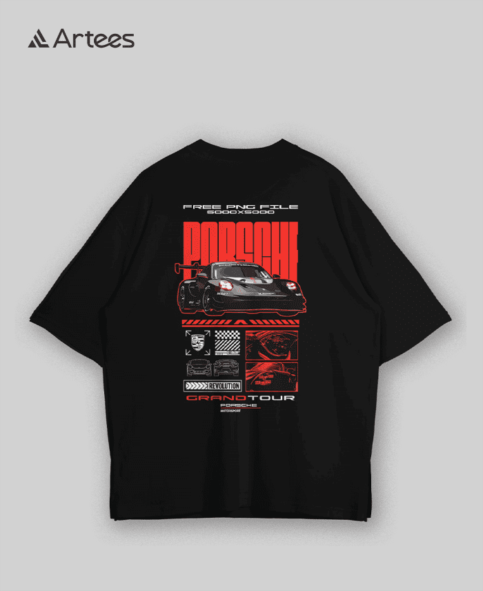 Premium Printed Drop Shoulder T-shirt- Porsche - Image 1