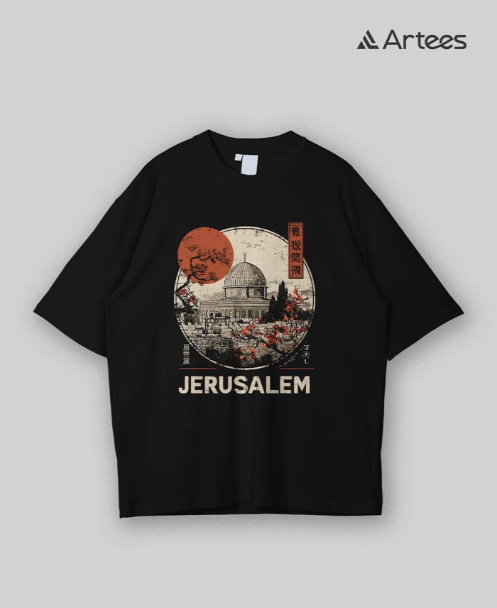 Premium Printed Drop Shoulder T-shirt- Jerusalem - Image 1